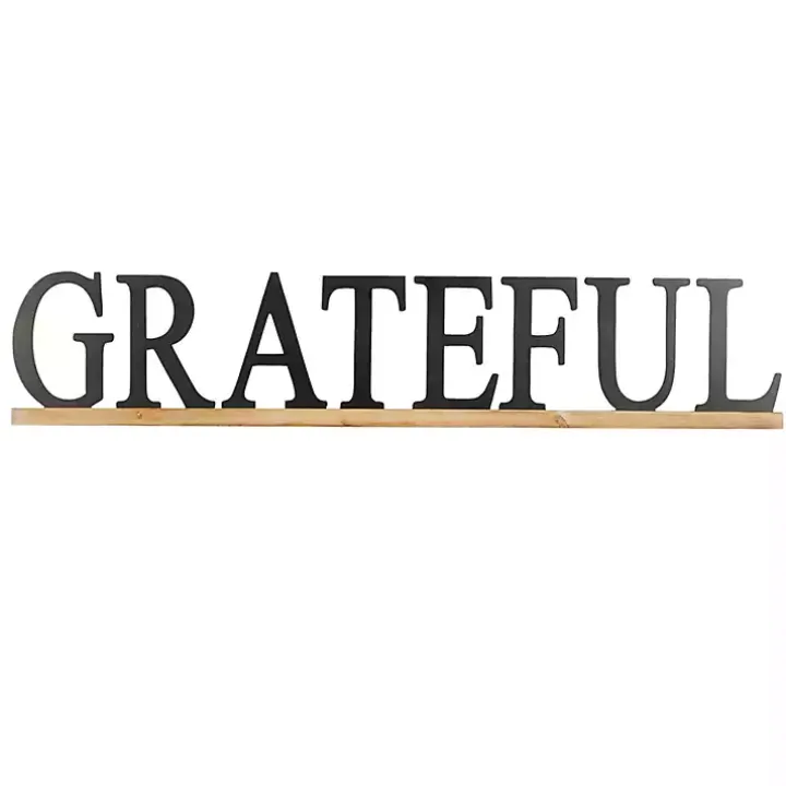 Grateful Black Wood Wall Plaque