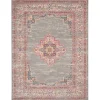 Gray & Pink Central Motif Botanical Area Rug, 9x12