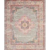 Gray & Pink Central Motif Botanical Area Rug, 8x10