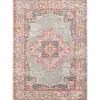 Gray & Pink Central Motif Botanical Area Rug, 5x7
