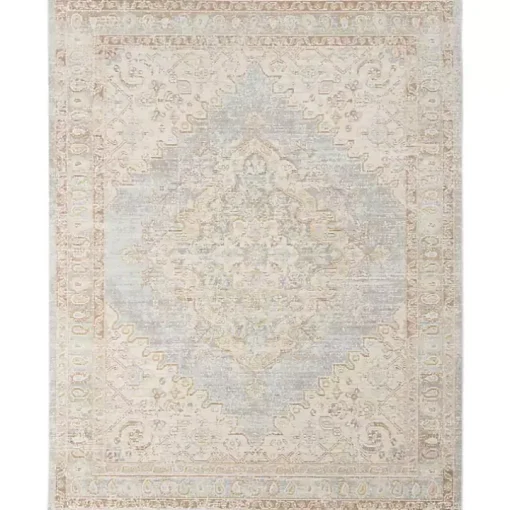 Gray and Beige Vintage Medallion Area Rug, 5x7