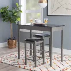 Gray and Black 3-pc. Stool and Table Set