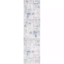 Gray and Blue Whisper Abstract Runner, 2x8