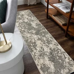 Gray and Cream Wray Modern Runner, 2x8