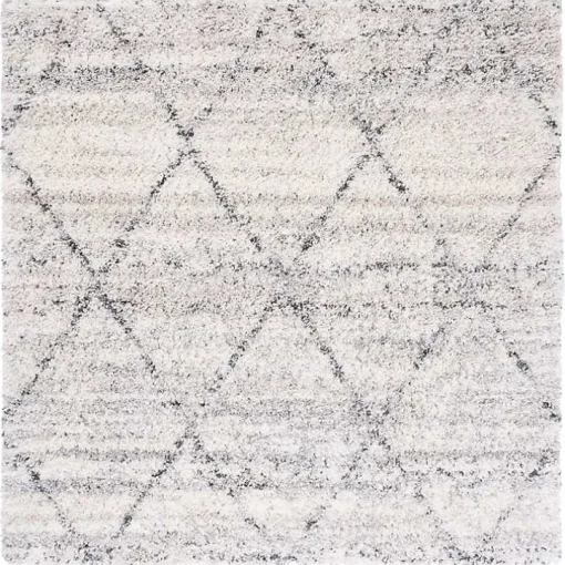 Gray and Ivory Fontana Shag Area Rug, 6x6