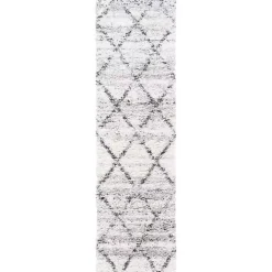 Gray and Ivory Fontana Shag Runner, 2x8