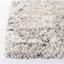 Gray and Ivory Fontana Shag Area Rug, 6x6