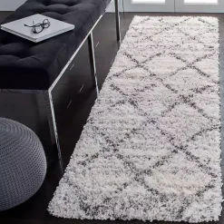 Gray and Ivory Fontana Shag Runner, 2x8