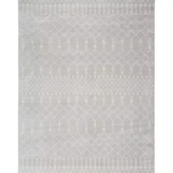 Gray and Ivory Moroccan Trellis Area Rug, 7x9