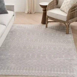Gray and Ivory Moroccan Trellis Area Rug, 7x9
