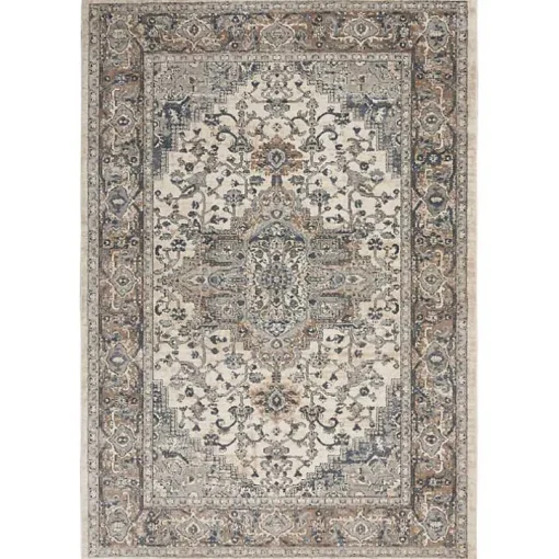 Gray and Ivory Nadia Medallion Area Rug, 4x6