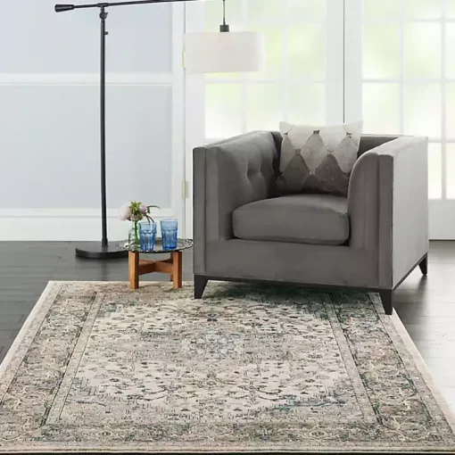 Gray and Ivory Nadia Medallion Area Rug, 4x6