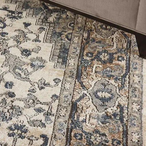 Gray and Ivory Nadia Medallion Area Rug, 4x6