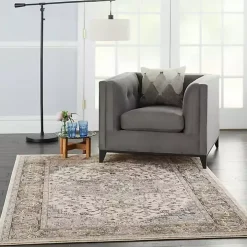 Gray and Ivory Nadia Medallion Area Rug, 4x6