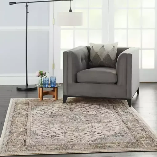 Gray and Ivory Nadia Medallion Area Rug, 4x6