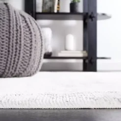 Gray and Ivory Whisper Abstract Area Rug, 6x6