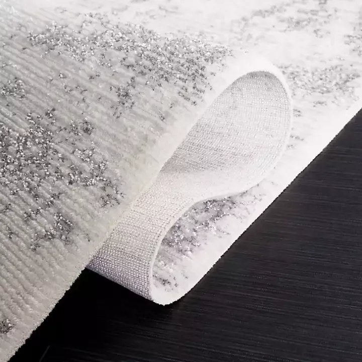 Gray and Ivory Whisper Abstract Runner, 2x8