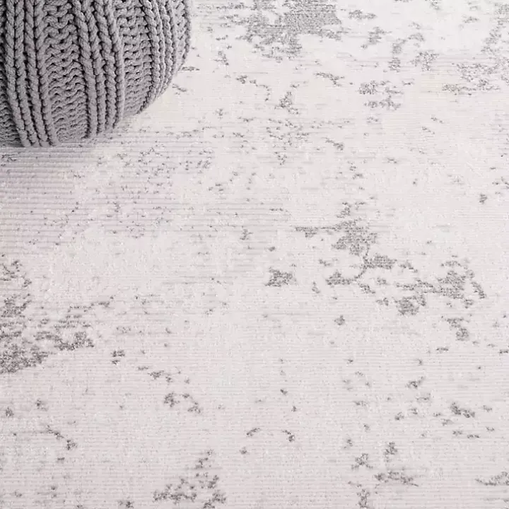 Gray and Ivory Whisper Abstract Runner, 2x8