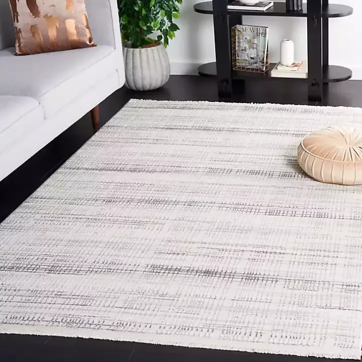 Gray and Ivory Whisper Striated Area Rug, 5x7