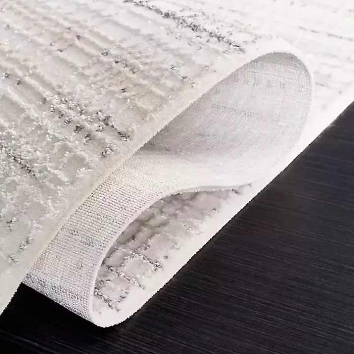 Gray and Ivory Whisper Striated Area Rug, 5x7