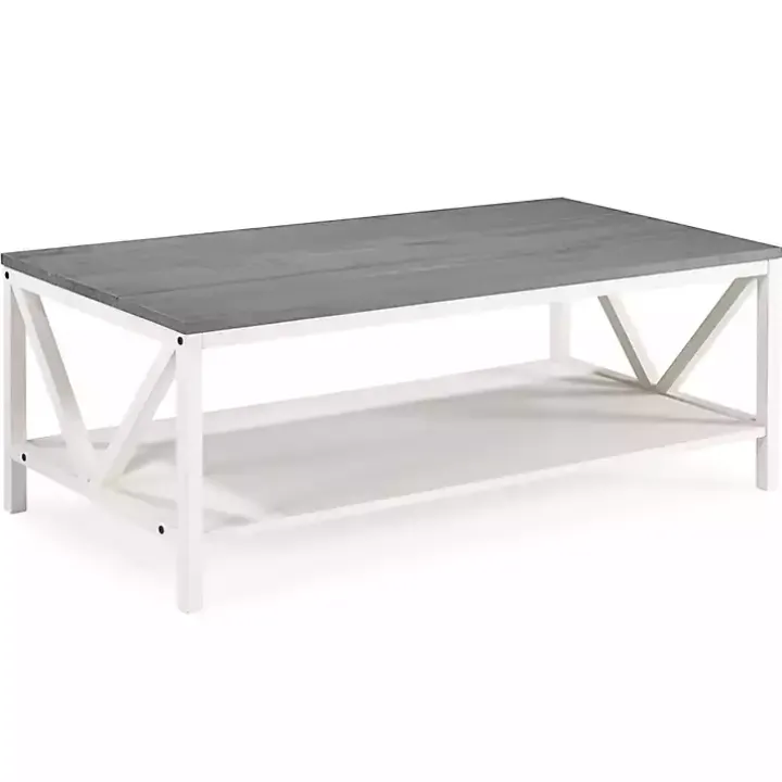 Gray and White Barnwood Coffee Table