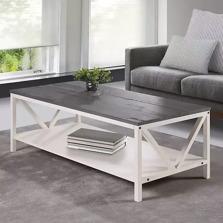 Gray and White Barnwood Coffee Table