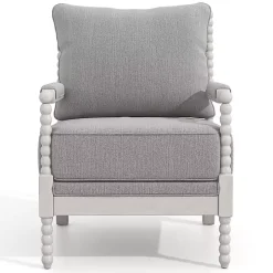 Gray and White Beaded Frame Accent Chair