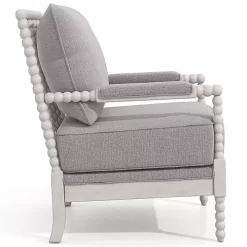 Gray and White Beaded Frame Accent Chair