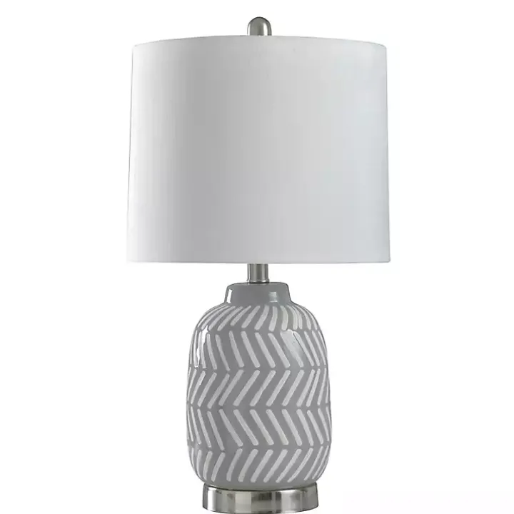 Gray and White Etched Table Lamp
