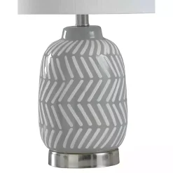 Gray and White Etched Table Lamp
