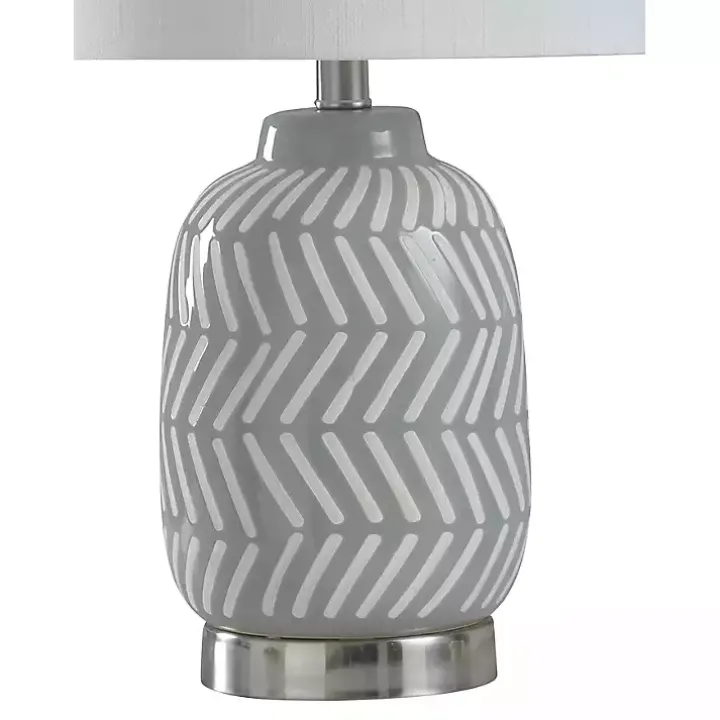 Gray and White Etched Table Lamp