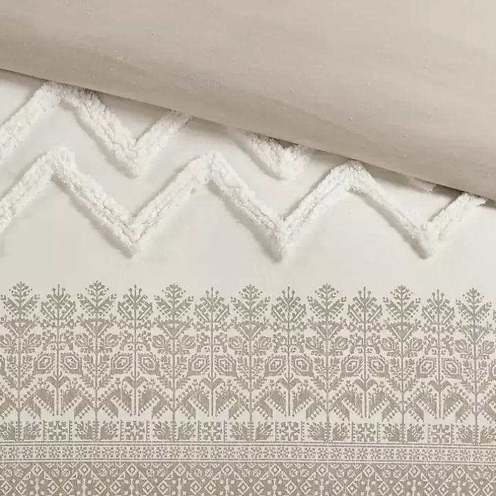 Gray and White 3-pc. California King Duvet Set