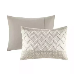 Gray and White 3-pc. Full/Queen Duvet Set