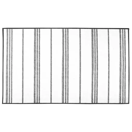 Gray and White Stripe Washable Area Rug, 3x5