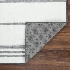 Gray and White Stripe Washable Area Rug, 3x5