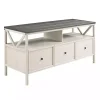 Gray and Whitewashed Wood 3-Drawer Media Cabinet