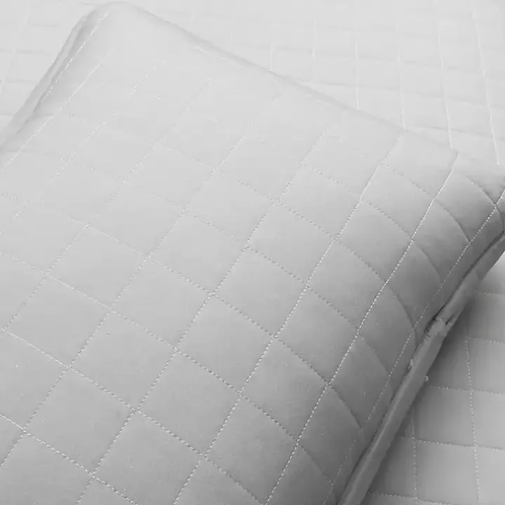 Gray Box Stitch Cotton Full/Queen 3-pc. Quilt Set