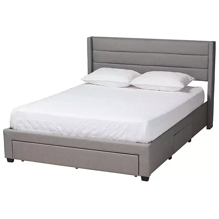 Gray Braylon Upholstered 3-Drawer Queen Bed