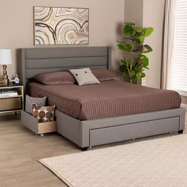 Gray Braylon Upholstered 3-Drawer Queen Bed
