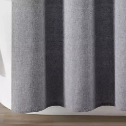 Gray Button and Stripe Shower Curtain