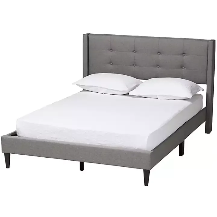 Gray Button Tufted Headboard Full Platform Bed