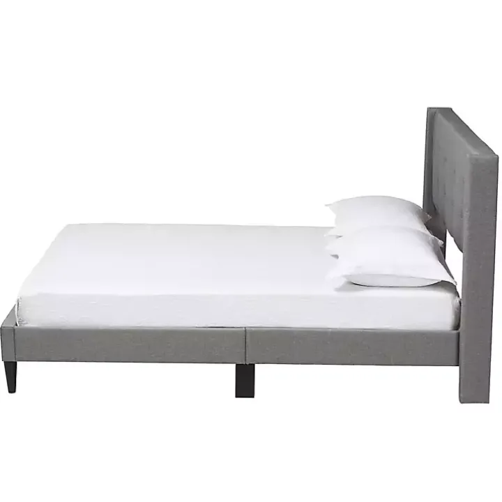Gray Button Tufted Headboard Full Platform Bed
