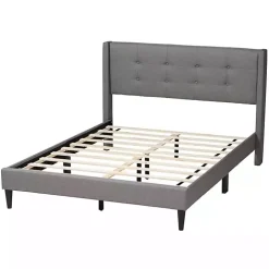 Gray Button Tufted Headboard Full Platform Bed