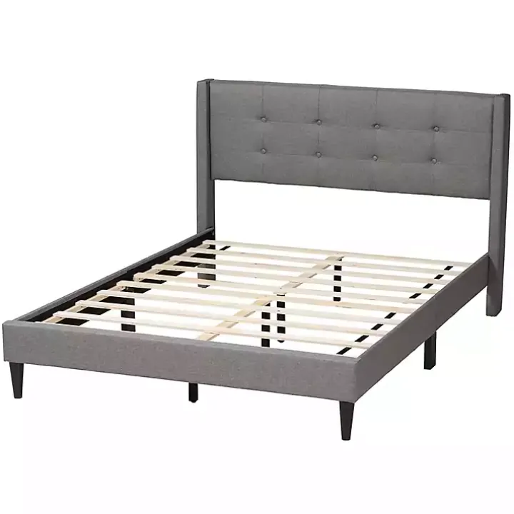 Gray Button Tufted Headboard Full Platform Bed