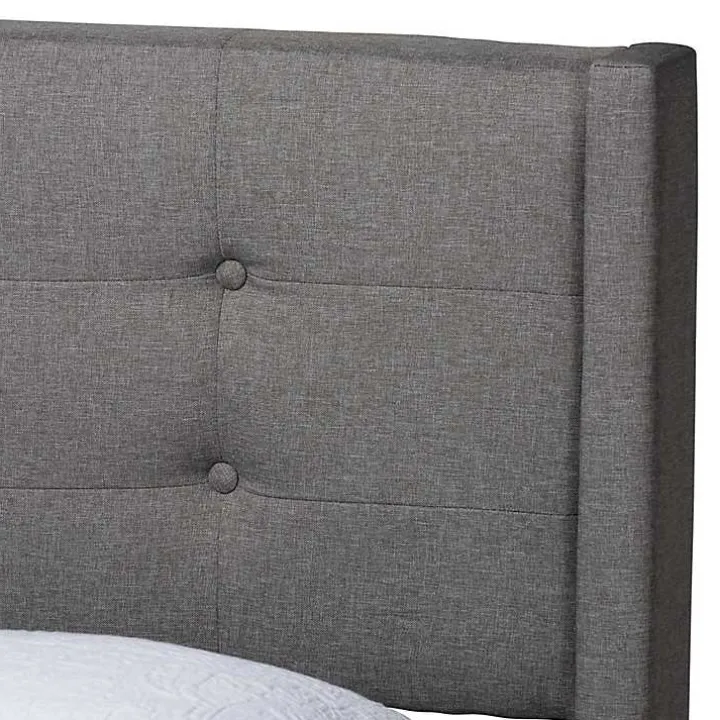 Gray Button Tufted Headboard Full Platform Bed