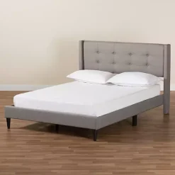 Gray Button Tufted Headboard Full Platform Bed