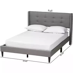 Gray Button Tufted Headboard Full Platform Bed