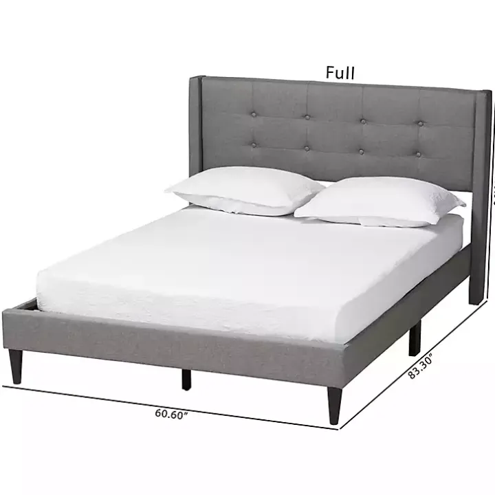 Gray Button Tufted Headboard Full Platform Bed