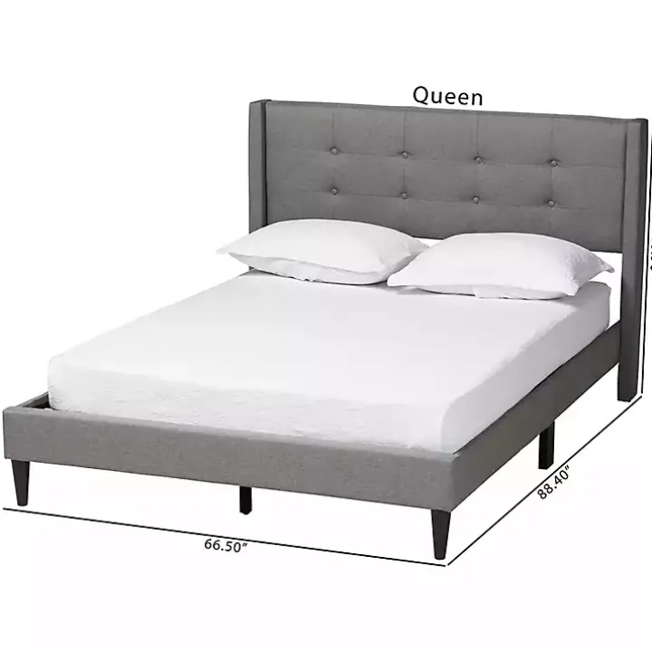 Gray Button Tufted Headboard Full Platform Bed