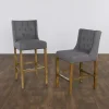Gray Button Tufted Kia Counter Stool